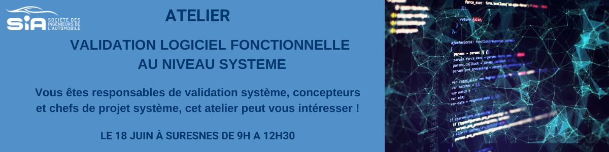 Bandeau Atelier Validation logiciel fonctionnelle au niveau système SW